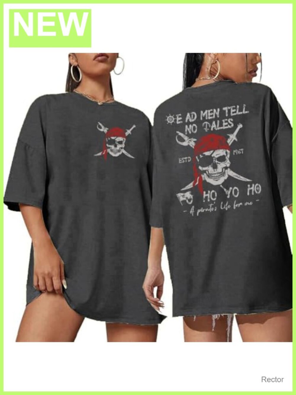 Oversized Pirate Shirt Women Skeleton Skull Graphic Tee Costume